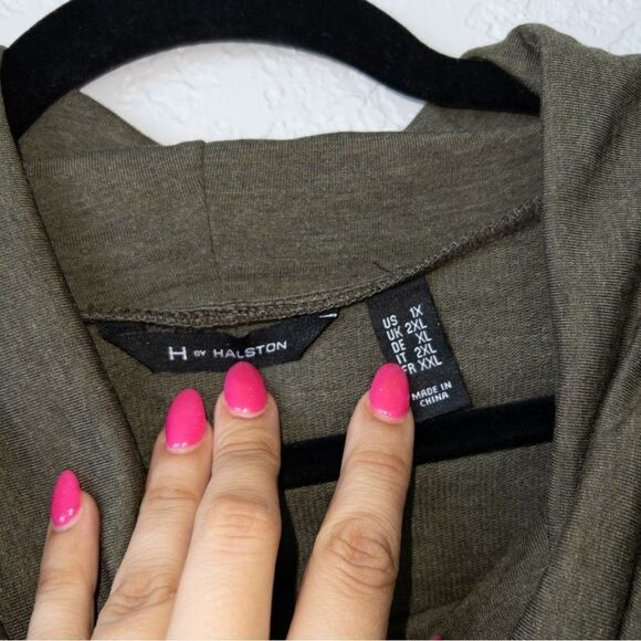 New H by Halston Olive Green Cowl Neckline Sweater Size 1X - Picture 3 of 5